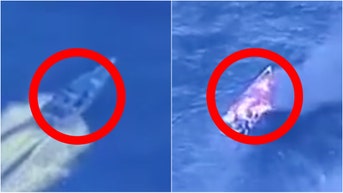 The military smoked another drug boat. (Credit: United States Declassified military footage/Public Domain/https://x.com/SecWar/status/1974150886084485503)