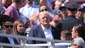 President Donald Trump at the 2025 Ryder Cup at Bethpage in New York