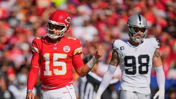 Patrick Mahomes on the field against Raiders