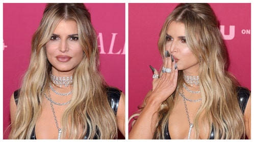 jessica simpson low-cut latex dress