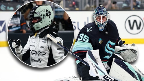 Joey Daccord and F1 helmet