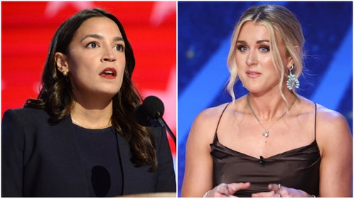Side-by-side of Rep. Alexandria Ocasio-Cortez and pro-woman advocate Riley Gaines.