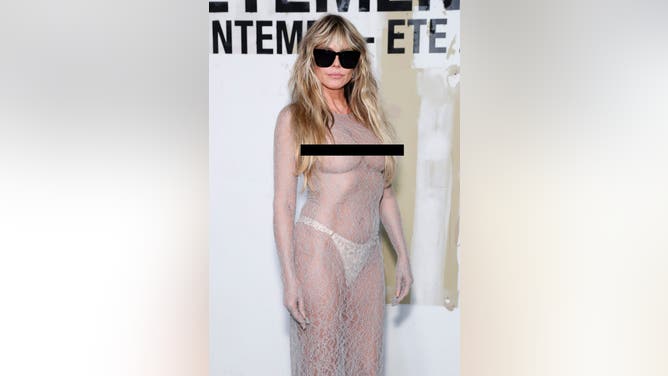 Heidi Klum see-through dress Paris Fashion Week