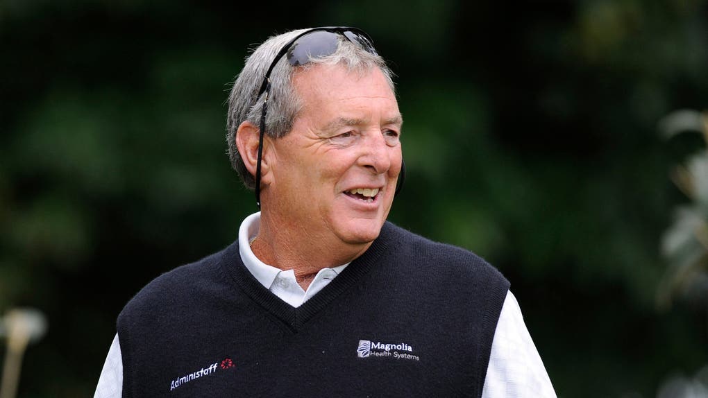 Fuzzy Zoeller watches his drive from the second tee box during the Pro-Am round for the Constellation Energy Senior Players Championship held at Baltimore Country Club/Five Farms (East Course) on October 8, 2008 in Timonium, Maryland. (Photo by 