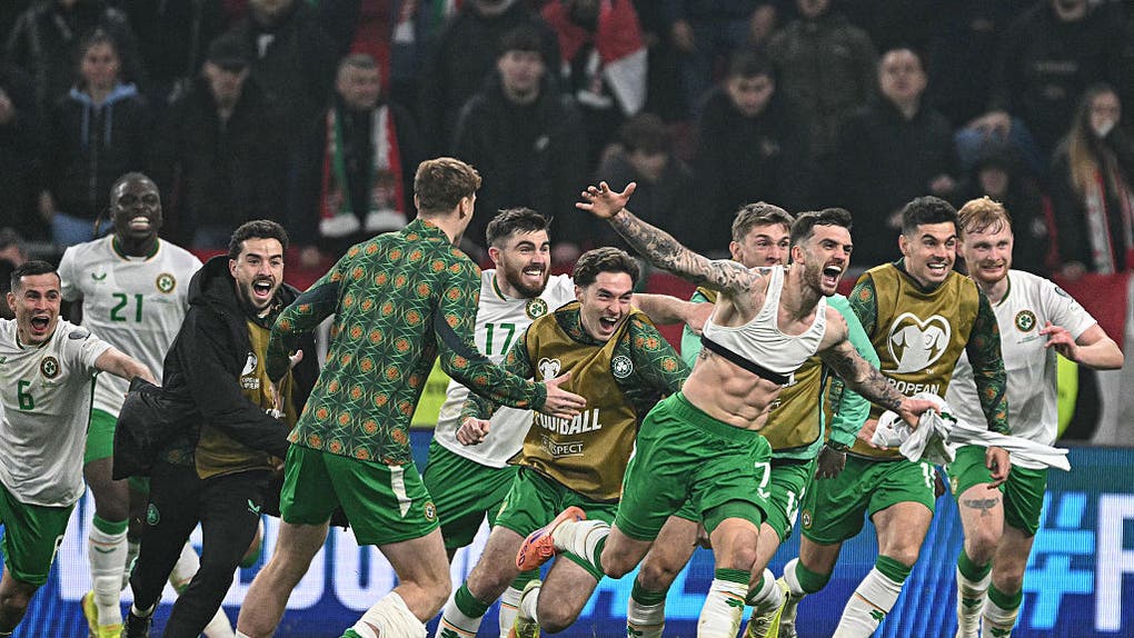 Ireland soccer team celebrates late winner from Troy Parrott