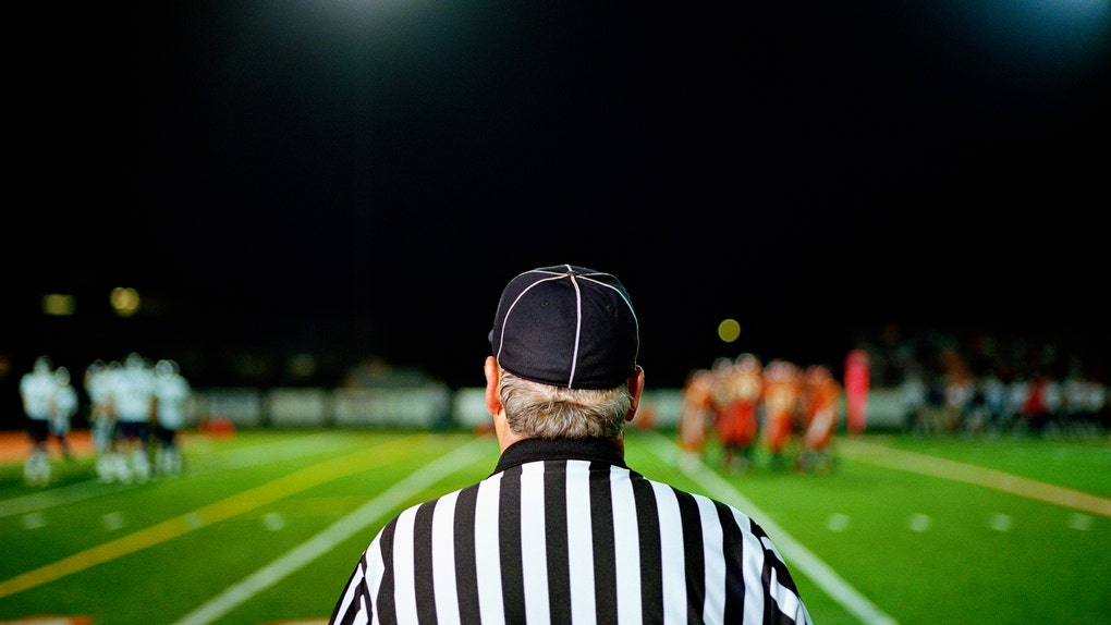 A Pennsylvania high school football referee warned players not to be a jagoff ahead of kickoff.
