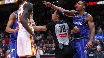 Desmond Bane pointing at an opponent
