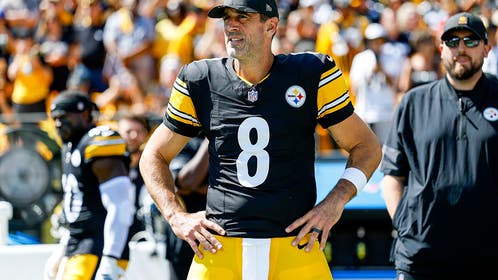 Aaron Rodgers on the Pittsburgh Steelers sideline