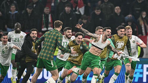 Ireland soccer team celebrates late winner from Troy Parrott