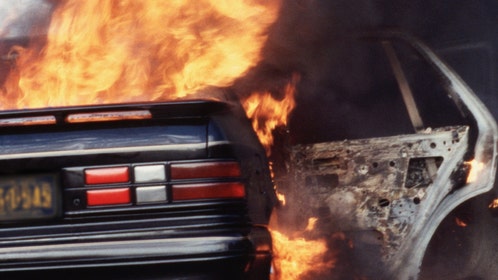 viral video dirt bike catching fire in California