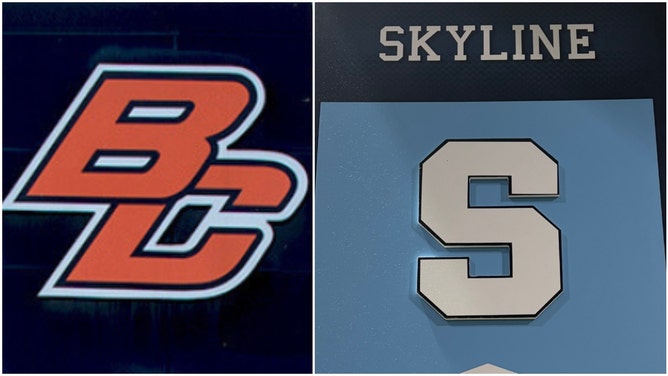 Side by side of logos of Byron Center High School and Ann Arbor Skyline High School
