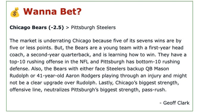 My analysis of the Pittsburgh Steelers at Chicago Bears in NFL Week 12 for the OutKick newsletter. 