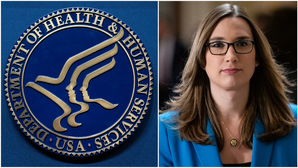 Side-by-side of Department of Heath and Human Services logo and Rep. Sarah McBride.