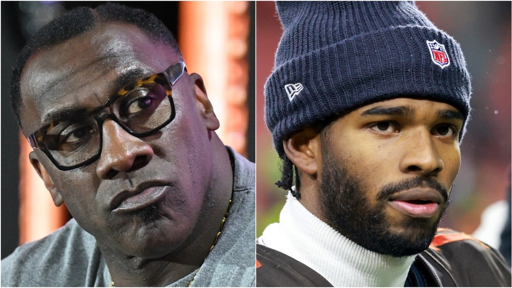 Shannon Sharpe suggested Shedeur Sanders shouldn't play for the Cleveland Browns in the final games of the season. Watch a video of his comments. (Photo by Frank Jansky/Icon Sportswire via Getty Images and Photo by Paras Griffin/Getty Images)