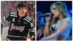 Tate McRae at Jack Hughes first game back from injury