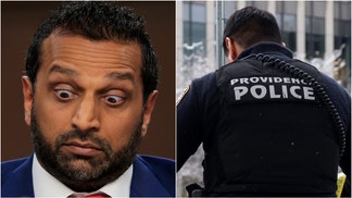 Tim Dillon roasted the Brown University shooting. (Photo by Chip Somodevilla/Getty Images and Photo by Jessica Rinaldi/The Boston Globe via Getty Images)