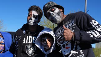 Las Vegas Raiders fans before a game against the New York Giants. 
