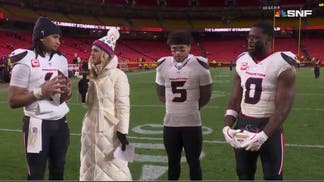 Sunday Night Football postgame interview with C.J. Stroud, Azeez Al-Shaair and Jalen Pitre (SNF screenshot)