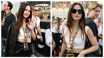Ana de Armas checkered flag F1 race