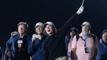 Luke Clanton hitting a golf shot during the Golf Channel Games