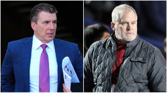 Side-by-side of ESPN's Rece Davis and CFP Committee chair Hunter Yurachek. 