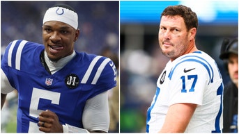 Side-by-side of Indianapolis Colts quarterbacks Anthony Richardson and Philip Rivers.