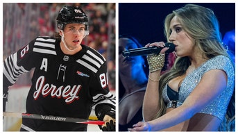 Tate McRae at Jack Hughes first game back from injury