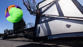 Twerking on the rim in the Philippines cause entire basketball goal to collapse