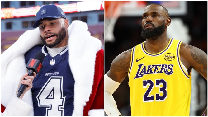 Side-by-side of Dallas Cowboys quarterback Dak Prescott and Los Angeles Lakers forward LeBron James.