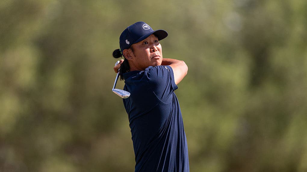 Anthony Kim hitting an iron