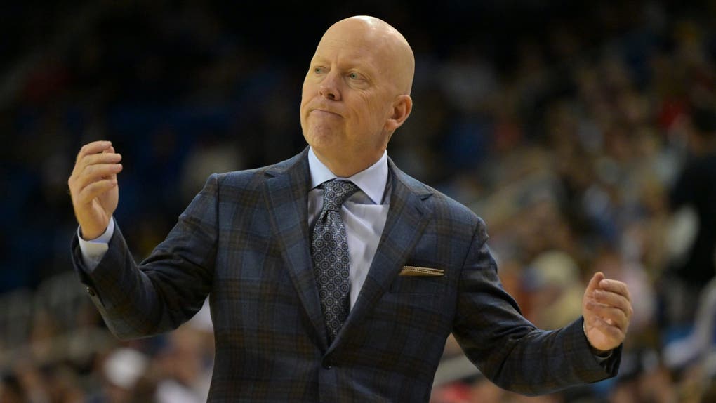 UCLA Bruins head coach Mick Cronin reacts after a play in the first half against the Maryland Terrapins at Pauley Pavilion.