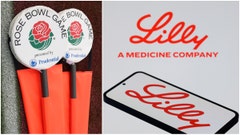 Side-by-side of logos for the Rose Bowl Game and Lilly, a medicine company.