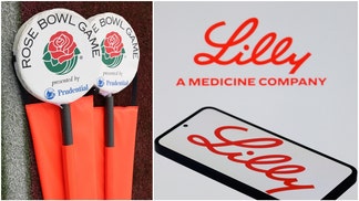 Side-by-side of logos for the Rose Bowl Game and Lilly, a medicine company.