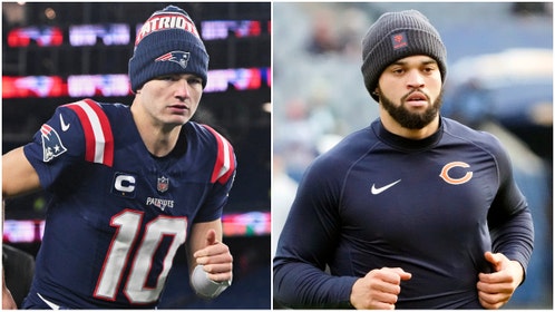 Side-by-side of Patriots QB Drake Maye and Bears QB Caleb Williams. 