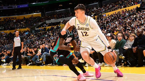 Jake LaRavia of the Los Angeles Lakers