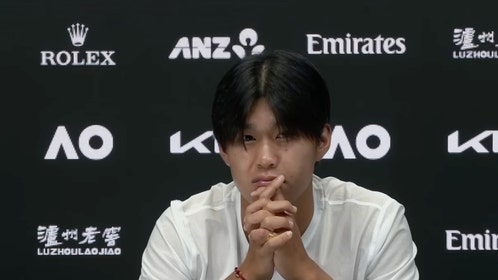 Learner Tien at the Australian Open being interviewed