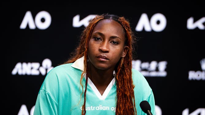 coco gauff speaking to media at the australian open