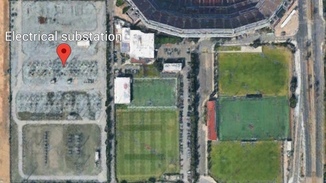 Google Earth shot of the electrical substation next to San Francisco 49ers facility and Levi's Stadium (Google Earth)