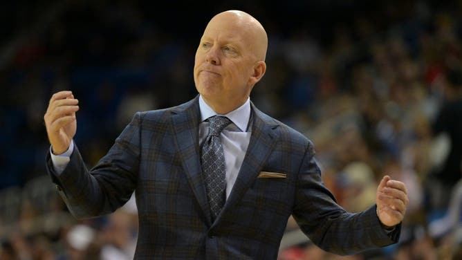 UCLA Bruins head coach Mick Cronin reacts after a play in the first half against the Maryland Terrapins at Pauley Pavilion. 