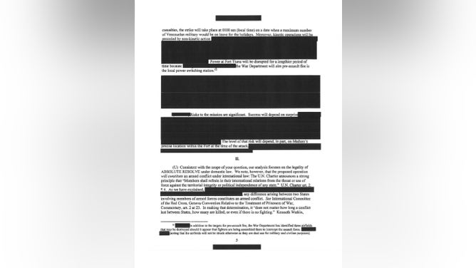 Declassified documents from the Maduro raid released. (Credit: https://www.justice.gov/olc/media/1423306/dl?inline)