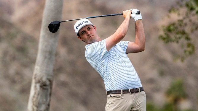 J.T. Poston tees off during second round of The American Express 2024 in La Quinta, California. (Photo credit: Andy Abeyta/The Desert Sun-USA TODAY NETWORK)