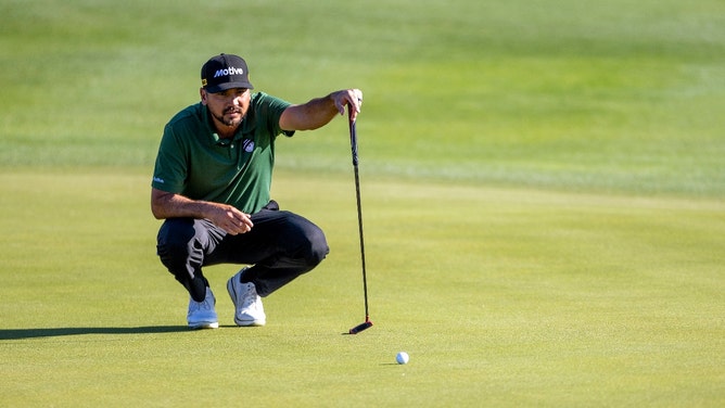 Jason Day lining up a putt at The American Express 2025. (Photo credit: Abe Arredondo-Imagn Images)