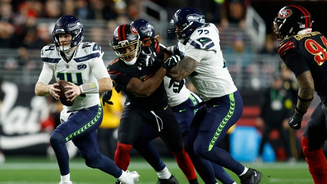 The Seattle Seahawks host the San Francisco 49ers Saturday in the 2026 NFL Divisional Round. (Photo Credit: Sergio Estrada-Imagn Images)