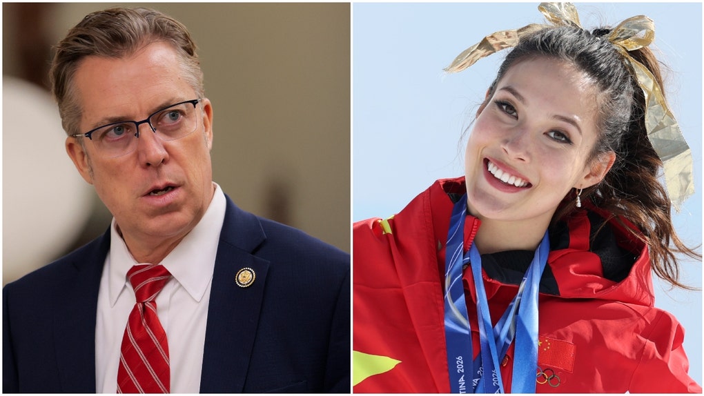 Side-by-side of Rep. Andy Ogles and Olympic skier Eileen Gu.