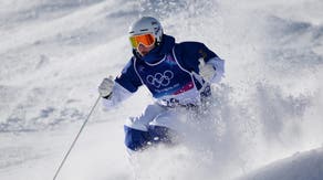 Elis Lundholm of Team Sweden participates in Freestyle Skiing Moguls Training on day one of the Milano Cortina 2026 Winter Olympic games at Livigno Air Park.