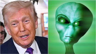 Donald Trump vows to release UFO files. (Photo by SAUL LOEB / AFP via Getty Images and Getty Images Creatives)