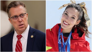 Side-by-side of Rep. Andy Ogles and Olympic skier Eileen Gu.