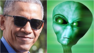 Former President Barack Obama clarified his claim that aliens are real. He made the claim during an interview with Brian Cohen. Are aliens real? (Credit: Photo by Zach Gibson/Getty Images and Getty Images Creatives)