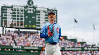 Pete Crow-Armstrong leaving the field