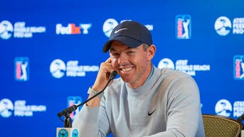 Rory McIlroy smiles at a press conference at Pebble Beach